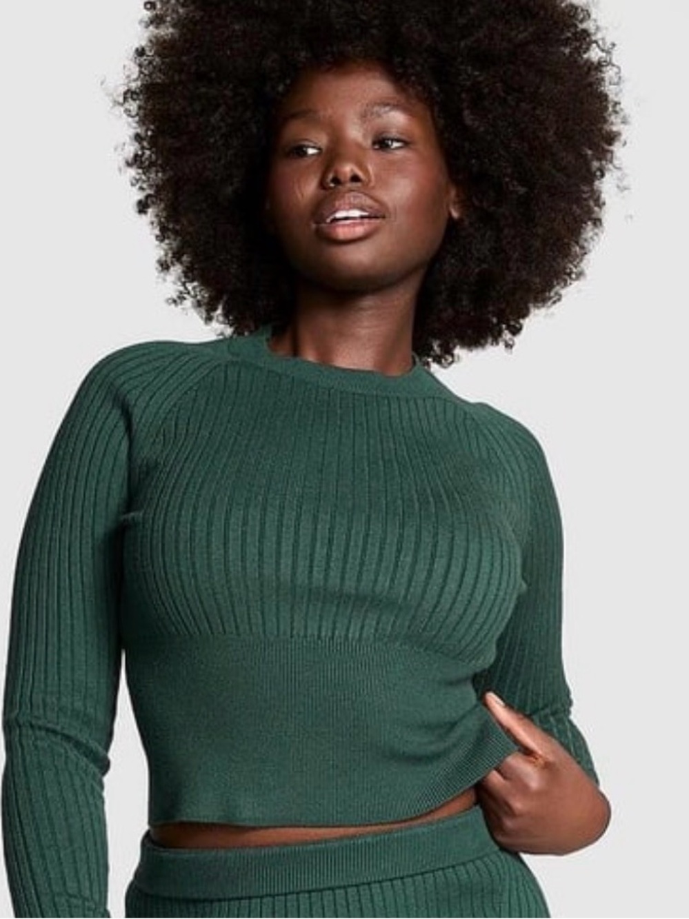 Ribbed Knit Top - Forest Green